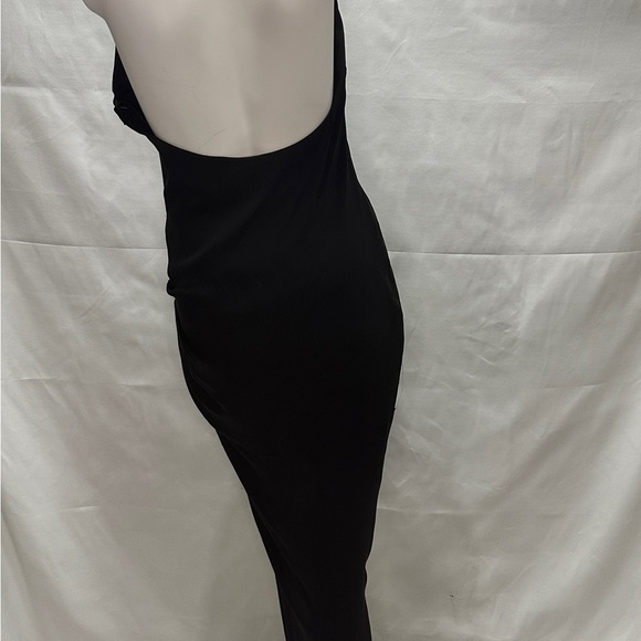 Haute Hippie Black Sleeveless Halter Dress with Metal Buckle and Slanted Bottom - Picture 4 of 8